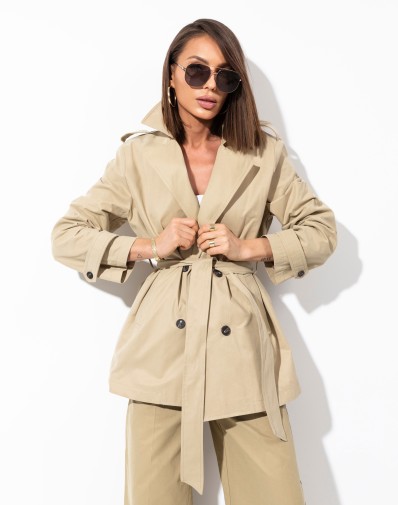 Krótki Trencz Piaskowy