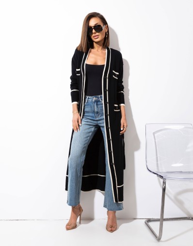 Kardigan Estela 2w1 o Eleganckim Fasonie Czarny