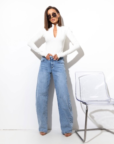 Bawłeniane Jeansy Błekitne Balloon O175005-06