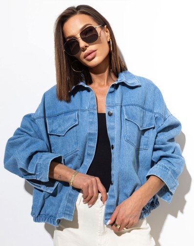 Bawełniana Jeansowa Kurtka Bomberka 50801