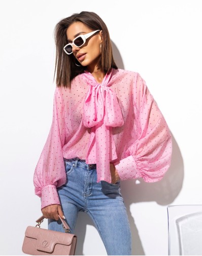 Koszula Alice Z Szarfą w Serduszka Rózowa F0550