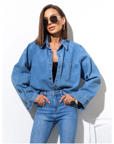 Krótka Jeansowa Koszula 81030