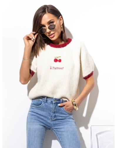 Sweter z Krótkim Rękawem Cherry Bordo 25120