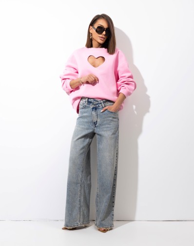 Spodnie z Szeroką Nogawką Zapinane na Ukos O175085-06