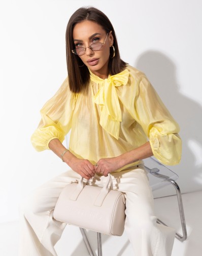 Koszula Ana z wiązaniem Żółta