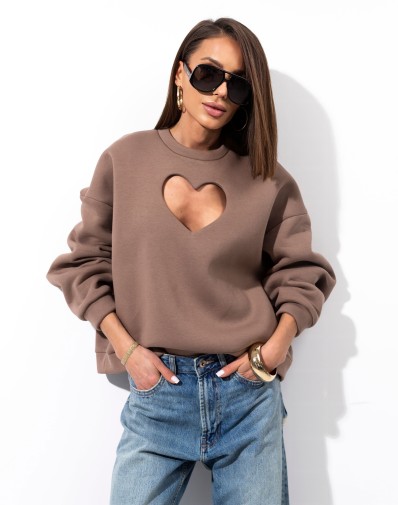 Bluza z Wyciętym Sercem Beżowa
