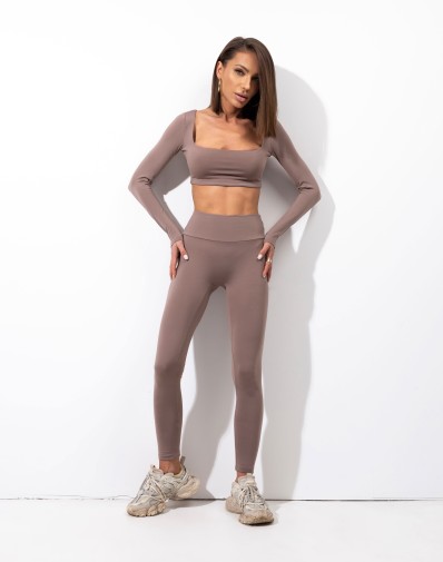 Legginsy Mella z Wąską Nogawką Beż