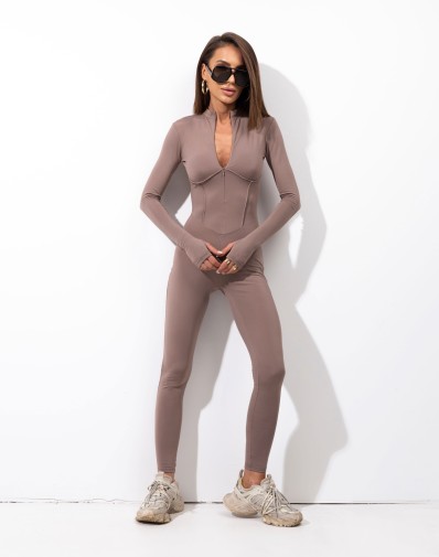 Kombinezon Loren z Wąskimi Nogawkami Cappuccino