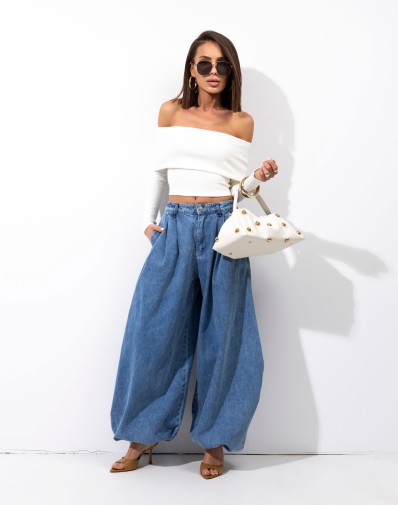 Jeansowe Spodnie z Zakładkami Alladyn Z2580