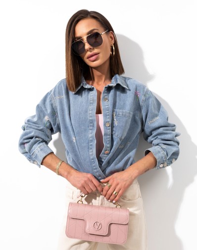 Bawełniana Koszula Meris z Motywem Wyszytych Kwiatów MF3026