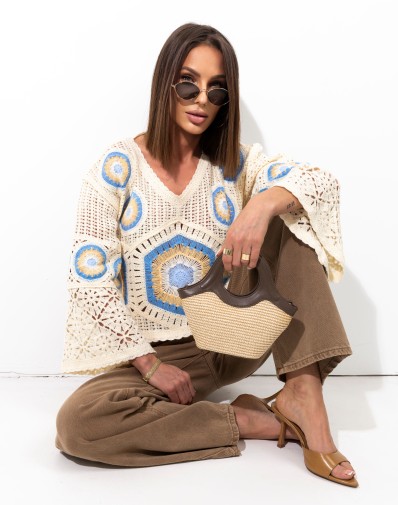 Torebka Wiklinowa z Brązową Wstawką