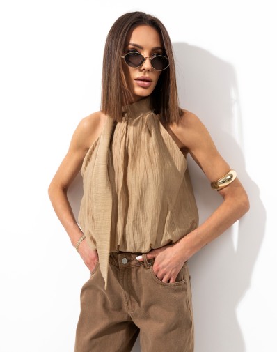 Bluzka Bombka Ellen Wiązana Piaskowa 95081