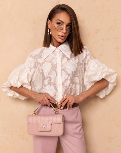 Elegancka Bluzka z Bufiastym Rękawem w Kwiaty 58010