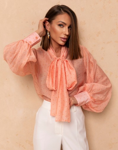 Koszula Alice Z Szarfą w Serduszka Pomarańczowa F0550