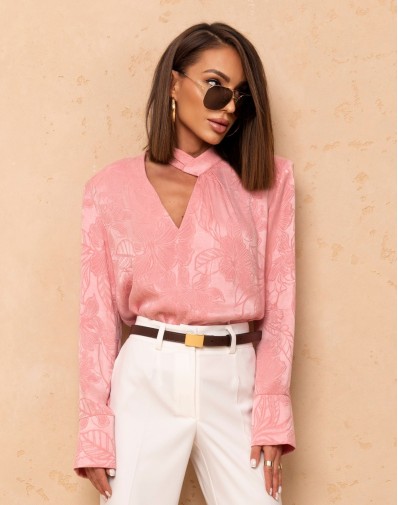 Bluzka Terna z Wycięciem i Poduchami w Ramionach