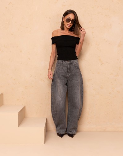 Spodnie Bawełniane Balloon Szare Lara LAF310