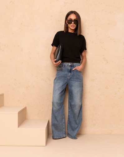 Spodnie Z Szerszą Nogawką z Zakładkami LAF333