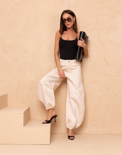 Jeansowe Spodnie Jasny Beż 5345BEI