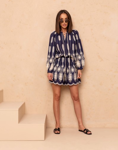 Komplet Ażurowy Boho Granatowy 3945