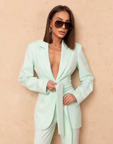 Marynarka Orlando Taliowana Z Paskiem Miętowa