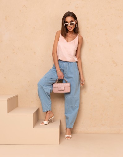 Spodnie Jeansowe na Gumce Jasny Denim 3775