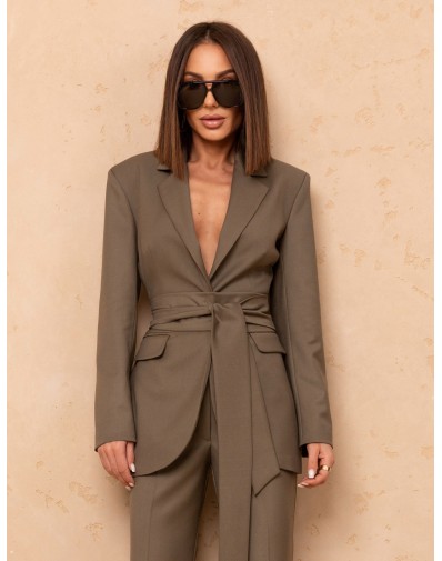 Marynarka Orlando Taliowana Z Paskiem Khaki