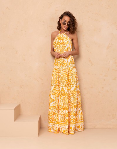 Sukienka Maxi Gołe Plecy Wiązana 3449