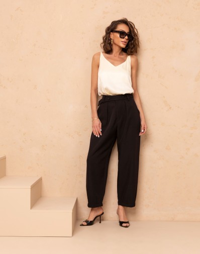 Eleganckie Spodnie Balloon Czarne 1693-06