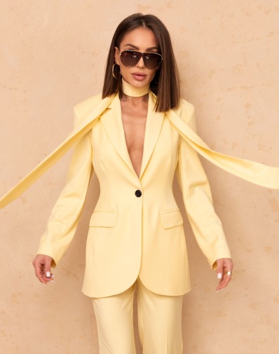 Marynarka Orlando Taliowana Z Paskiem Cytrynowa