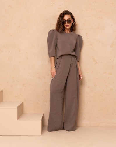 Spodnie Vivian  z zapięciem na Ukos Khaki