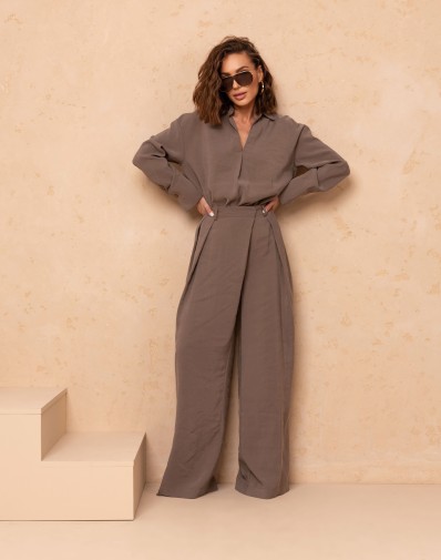 Bluzka Vivian w Serek z Zakładką Khaki