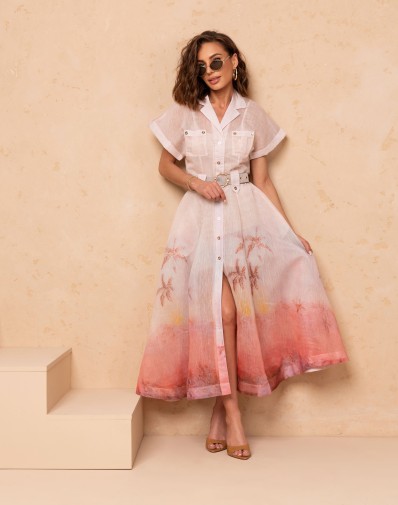 Sukienka Midi z Koła Ombre Rose 0010