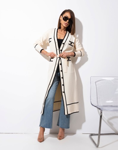 Kardigan Estela 2w1 o Eleganckim Fasonie Ecru GAT II